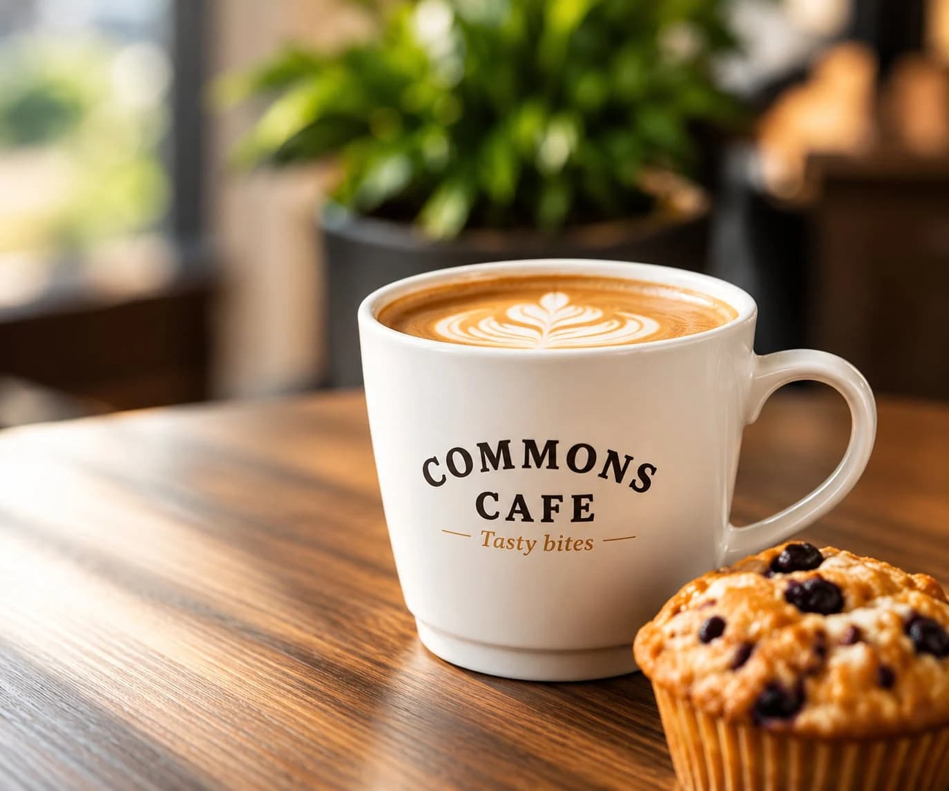 A freshly made Commons Cafe latte
